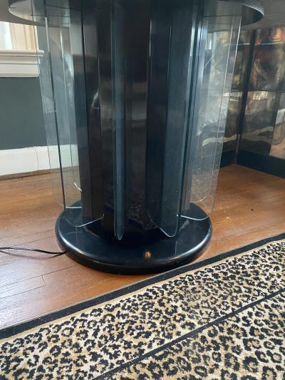 Karl Springer FANTASTIC ILLUMINATED BLACK GRANITE AND GLASS ART DECO REVIVAL TABLE