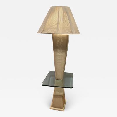 Karl Springer FAUX LIZARD AND GLASS TABLE FLOOR LAMP IN THE MANNER OF KARL SPRINGER