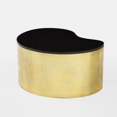 Karl Springer Free Form Coffee Table in Brass and Granite by Karl Springer