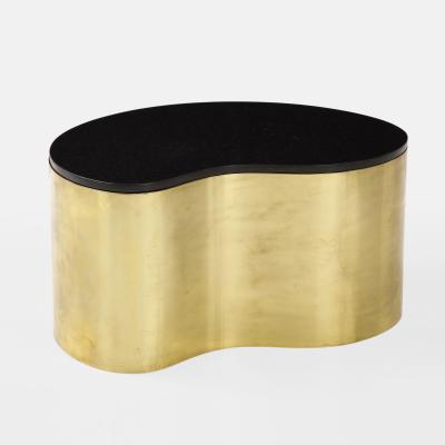 Karl Springer Free Form Coffee Table in Brass and Granite by Karl Springer