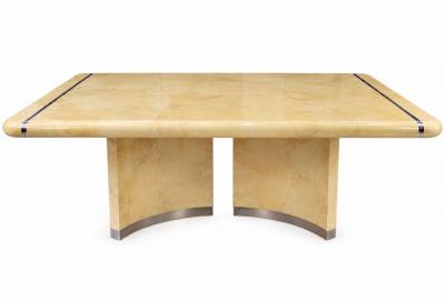 Karl Springer Goatskin Bullnose Dining Table with Chrome 1970