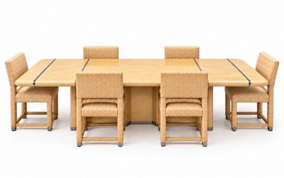 Karl Springer Goatskin Bullnose Dining Table with Chrome 1970