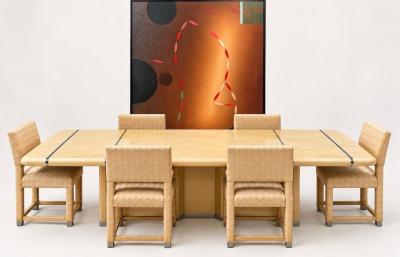 Karl Springer Goatskin Bullnose Dining Table with Chrome 1970