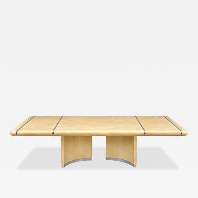 Karl Springer Goatskin Bullnose Dining Table with Chrome 1970