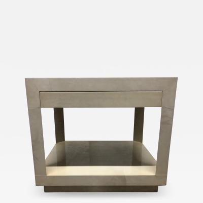 Karl Springer Goatskin Parchment Side Table by Karl Springer