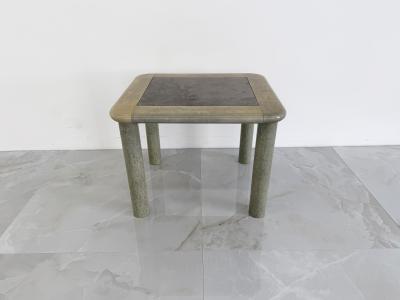 Karl Springer Goatskin and Suede Flip Top Game Table Karl Springer 1970s