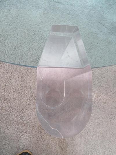 Karl Springer Gorgeous Karl Springer Style Lucite Column Round Coffee Table Mid Century Modern