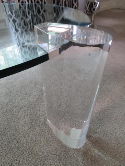 Karl Springer Gorgeous Karl Springer Style Lucite Column Round Coffee Table Mid Century Modern
