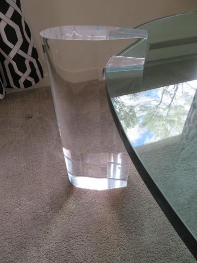 Karl Springer Gorgeous Karl Springer Style Lucite Column Round Coffee Table Mid Century Modern