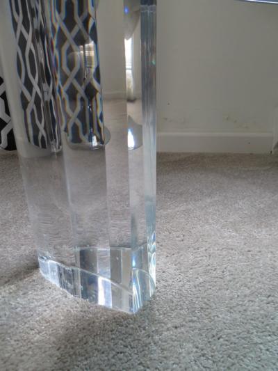 Karl Springer Gorgeous Karl Springer Style Lucite Column Round Coffee Table Mid Century Modern