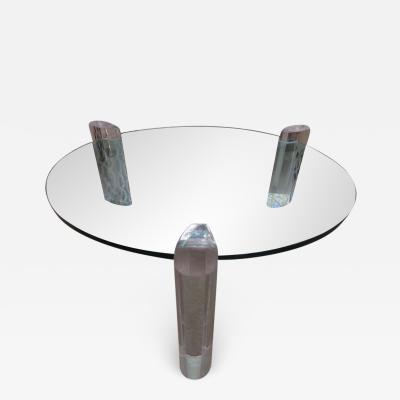 Karl Springer Gorgeous Karl Springer Style Lucite Column Round Coffee Table Mid Century Modern