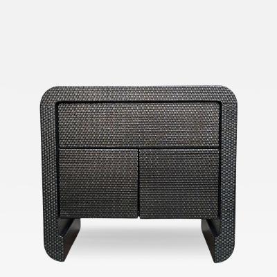 Karl Springer Grasscloth Nightstand Side End Table 1980
