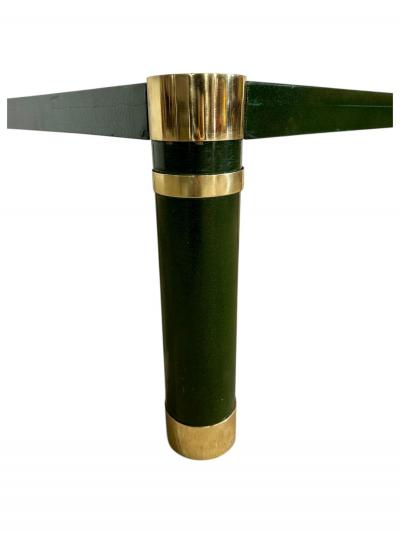 Karl Springer Green Crackle Lacquer and Brass Coffee Table 1970