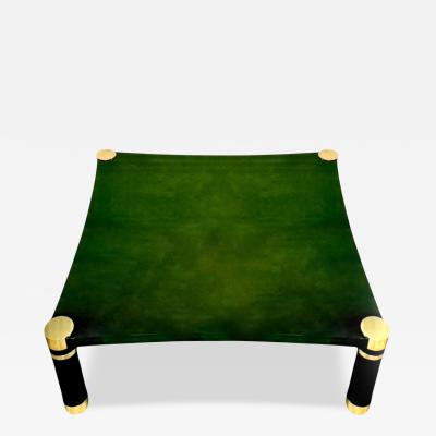 Karl Springer Green Crackle Lacquer and Brass Coffee Table 1970