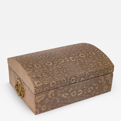 Karl Springer Hinged Box Covered in Reptile Skin with Brass Accents 1970s