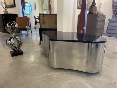 Karl Springer Important Karl Springer Polished Stainless Freeform Table