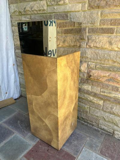 Karl Springer Incredible Tall Karl Springer style Goatskin Chrome Pedestal Mid Century Modern
