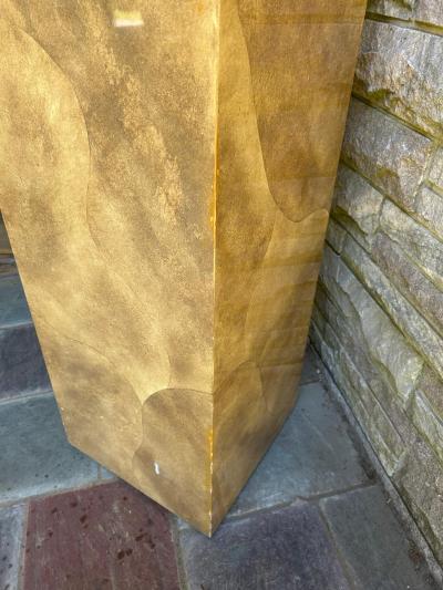 Karl Springer Incredible Tall Karl Springer style Goatskin Chrome Pedestal Mid Century Modern