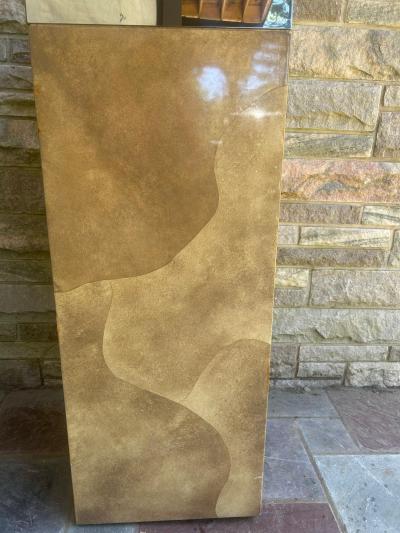 Karl Springer Incredible Tall Karl Springer style Goatskin Chrome Pedestal Mid Century Modern