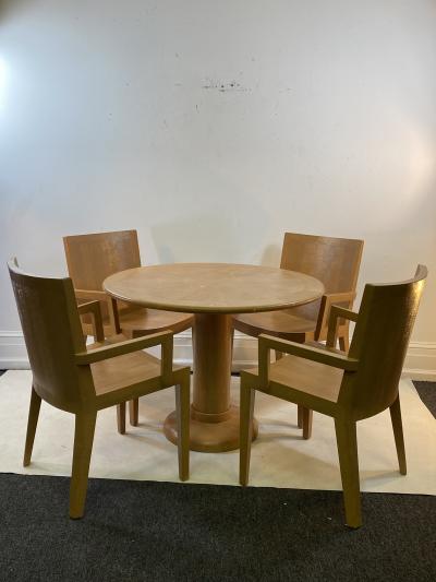 Karl Springer KARL SPRINGER JMK LIZARD EMBOSSED DINING TABLE AND CHAIRS