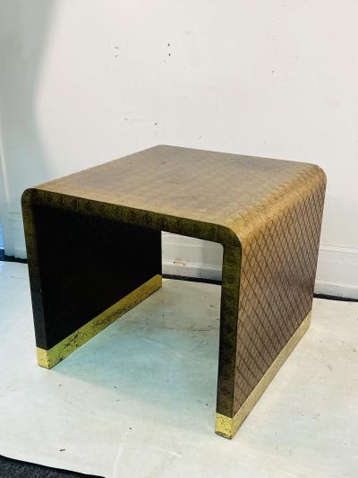 Karl Springer KARL SPRINGER MODERN GRASSCLOTH AND BRASS TABLE