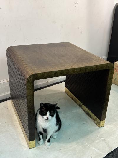 Karl Springer KARL SPRINGER MODERN GRASSCLOTH AND BRASS TABLE