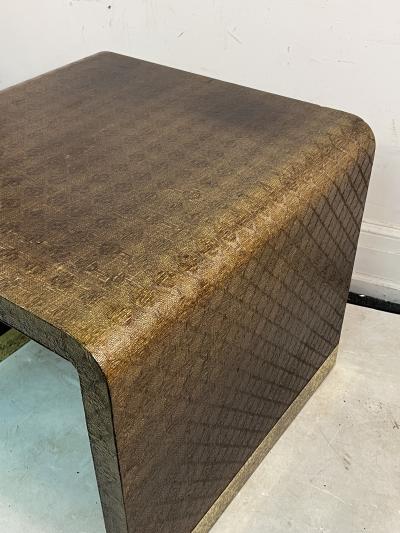 Karl Springer KARL SPRINGER MODERN GRASSCLOTH AND BRASS TABLE