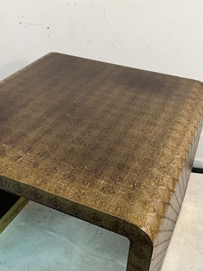 Karl Springer KARL SPRINGER MODERN GRASSCLOTH AND BRASS TABLE