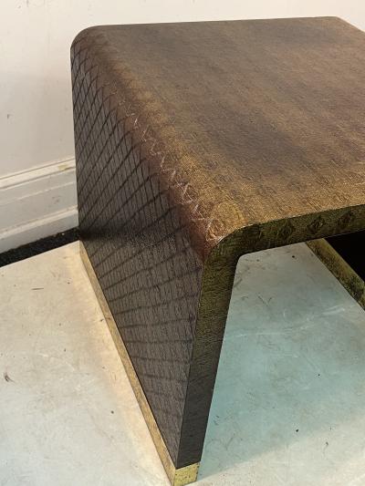 Karl Springer KARL SPRINGER MODERN GRASSCLOTH AND BRASS TABLE