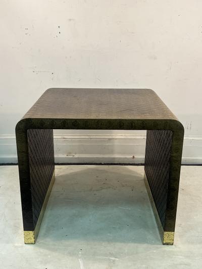 Karl Springer KARL SPRINGER MODERN GRASSCLOTH AND BRASS TABLE
