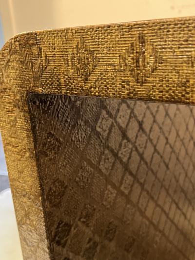 Karl Springer KARL SPRINGER MODERN GRASSCLOTH AND BRASS TABLE