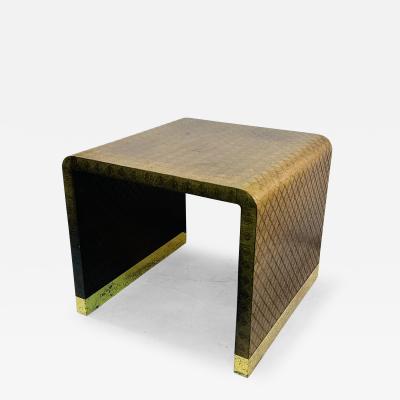 Karl Springer KARL SPRINGER MODERN GRASSCLOTH AND BRASS TABLE