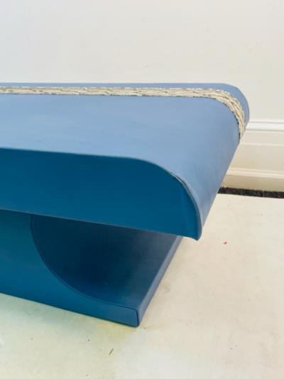 Karl Springer KARL SPRINGER STYLE PERIWINKLE BLUE LEATHER AND PYTHON COFFEE TABLE BENCH