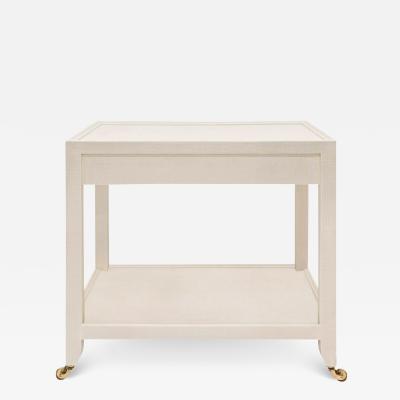 Karl Springer Karl Springer 2 Tier Side Table in Lacquered Linen 2002 Signed 