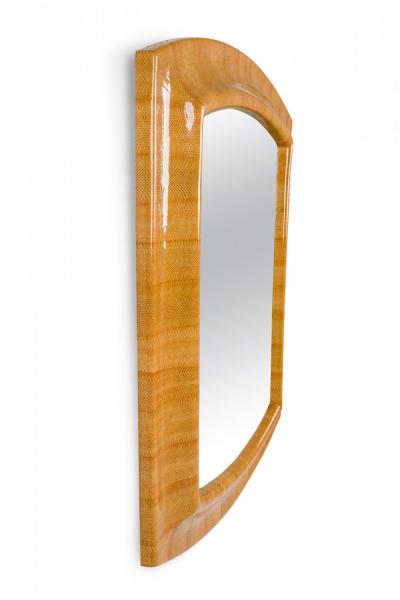Karl Springer Karl Springer American Mid Century Light Brown Snakeskin Frame Wall Mirror