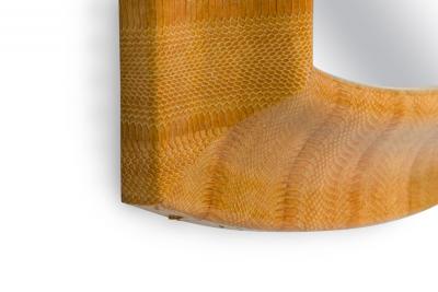 Karl Springer Karl Springer American Mid Century Light Brown Snakeskin Frame Wall Mirror