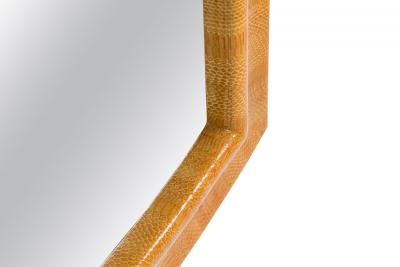 Karl Springer Karl Springer American Mid Century Light Brown Snakeskin Frame Wall Mirror