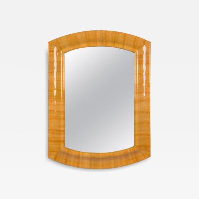 Karl Springer Karl Springer American Mid Century Light Brown Snakeskin Frame Wall Mirror