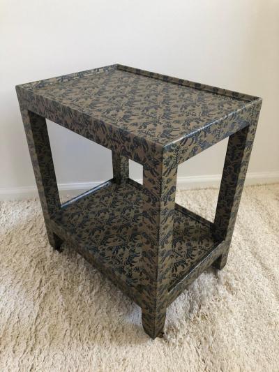 Karl Springer Karl Springer Animal Print Foo Dog Petite Rolling Two Tier Table