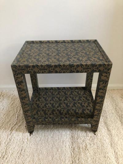 Karl Springer Karl Springer Animal Print Foo Dog Petite Rolling Two Tier Table