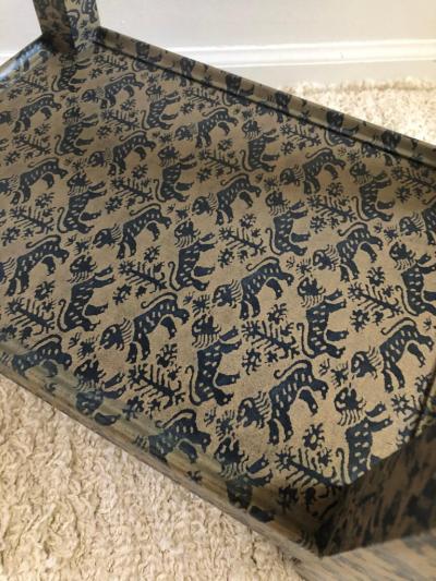 Karl Springer Karl Springer Animal Print Foo Dog Petite Rolling Two Tier Table
