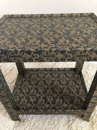 Karl Springer Karl Springer Animal Print Foo Dog Petite Rolling Two Tier Table