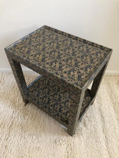 Karl Springer Karl Springer Animal Print Foo Dog Petite Rolling Two Tier Table