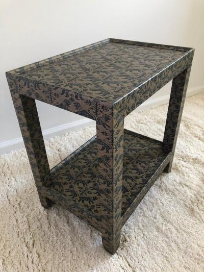 Karl Springer Karl Springer Animal Print Foo Dog Petite Rolling Two Tier Table