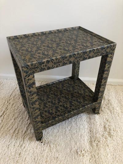 Karl Springer Karl Springer Animal Print Foo Dog Petite Rolling Two Tier Table