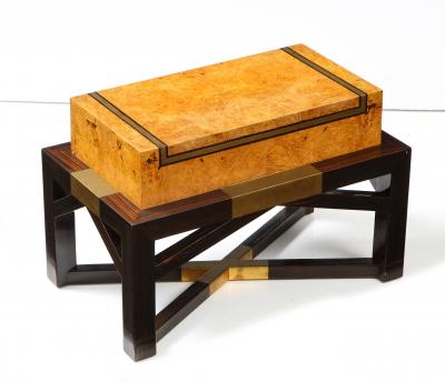 Karl Springer Karl Springer Attributed Burl wood And Macassar Wood Telephone Stand