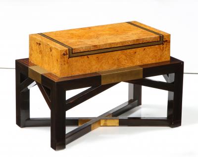 Karl Springer Karl Springer Attributed Burl wood And Macassar Wood Telephone Stand