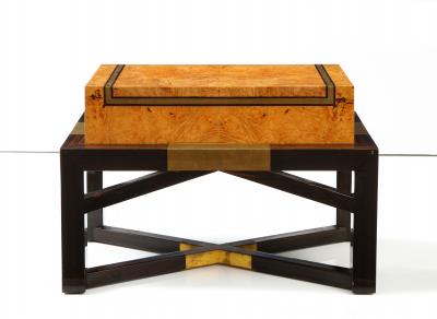 Karl Springer Karl Springer Attributed Burl wood And Macassar Wood Telephone Stand