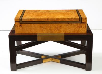 Karl Springer Karl Springer Attributed Burl wood And Macassar Wood Telephone Stand