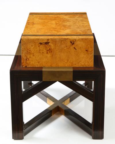 Karl Springer Karl Springer Attributed Burl wood And Macassar Wood Telephone Stand